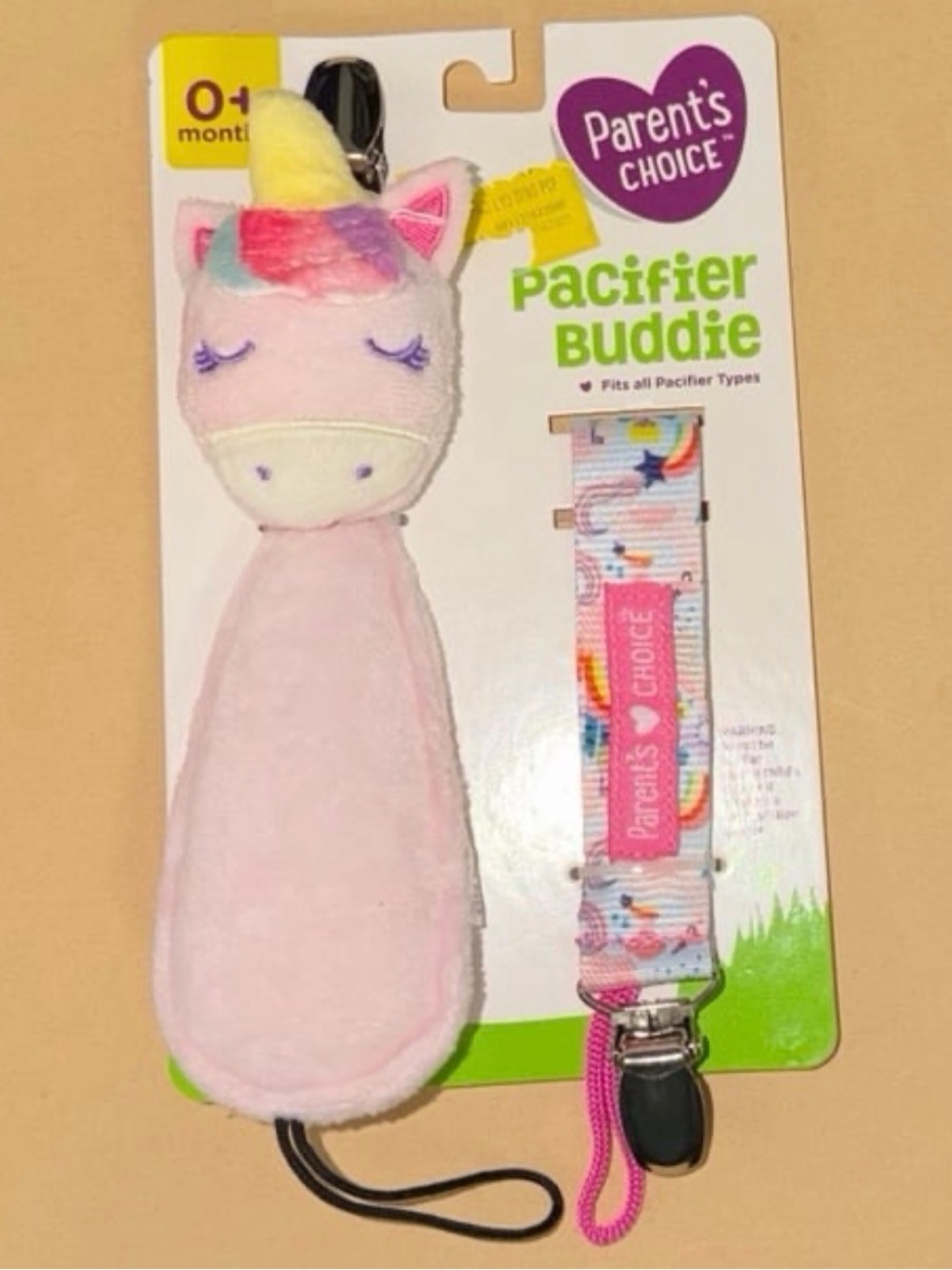 NEW Parent’s Choice Unicorn Pacifier Buddie Pacifier Clip